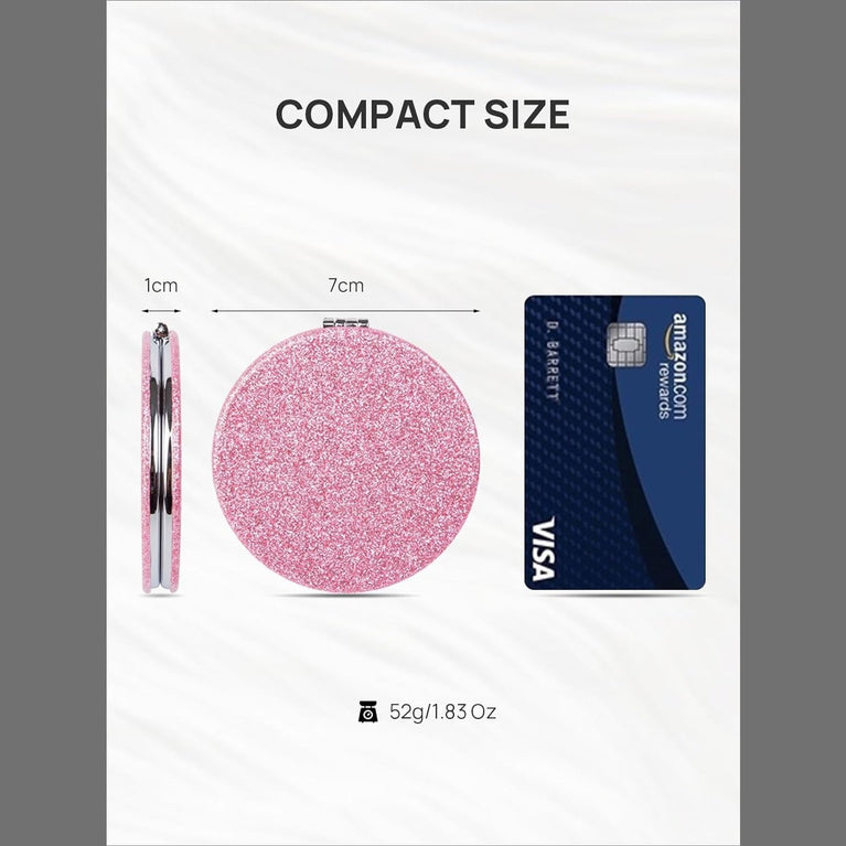 Dual-Sided Compact Mirror with PU Cover and 1X/3X Magnification