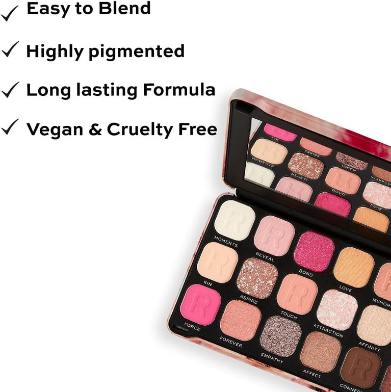 Makeup Revolution's Forever Flawless 18-shade Cannabis Sativa Infused Eyeshadow Palette with Matte and Shimmer Finishes, 19.8g - Chilled