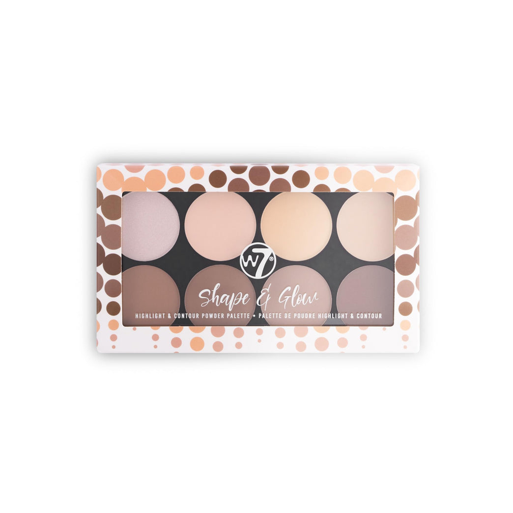 W7 Pro Contour & Highlight Palette - 8 Shade Blendable Powder Makeup Kit for All Skin Types