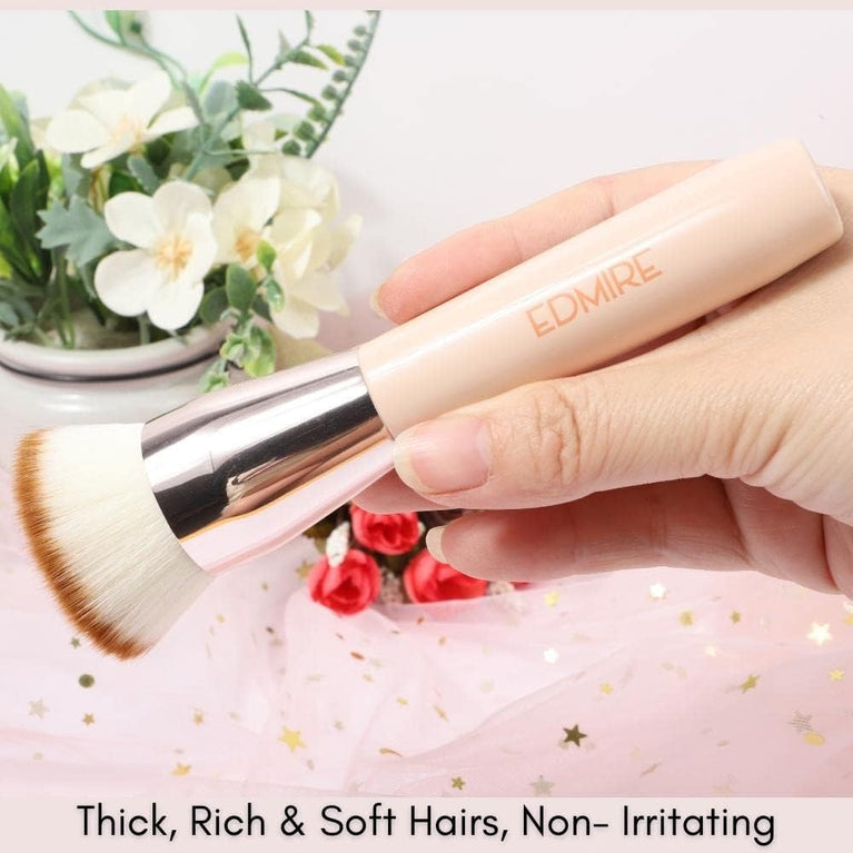 Makeup Brush for Liquid, Cream & Powder Foundations - Premium Quality Vegan Synthetic Hair Brush for Full Coverage