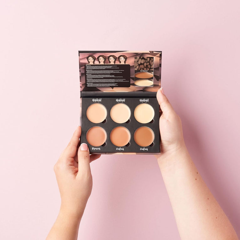 W7 Cosmetics Professional Contour Kit - Cream-Based Highlighting & Concealing Palette with Step-by-Step Guide