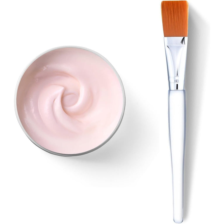 5-Piece Silver Facial Mask Application Brush Set with Clear Plastic Handle & Soft Synthetic Bristles