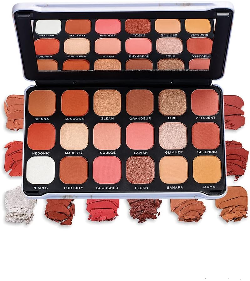 Makeup Revolution Forever Flawless Decadent Eyeshadow Palette - 18 High-Pigmented Matte and Shimmer Shades, 19.8g