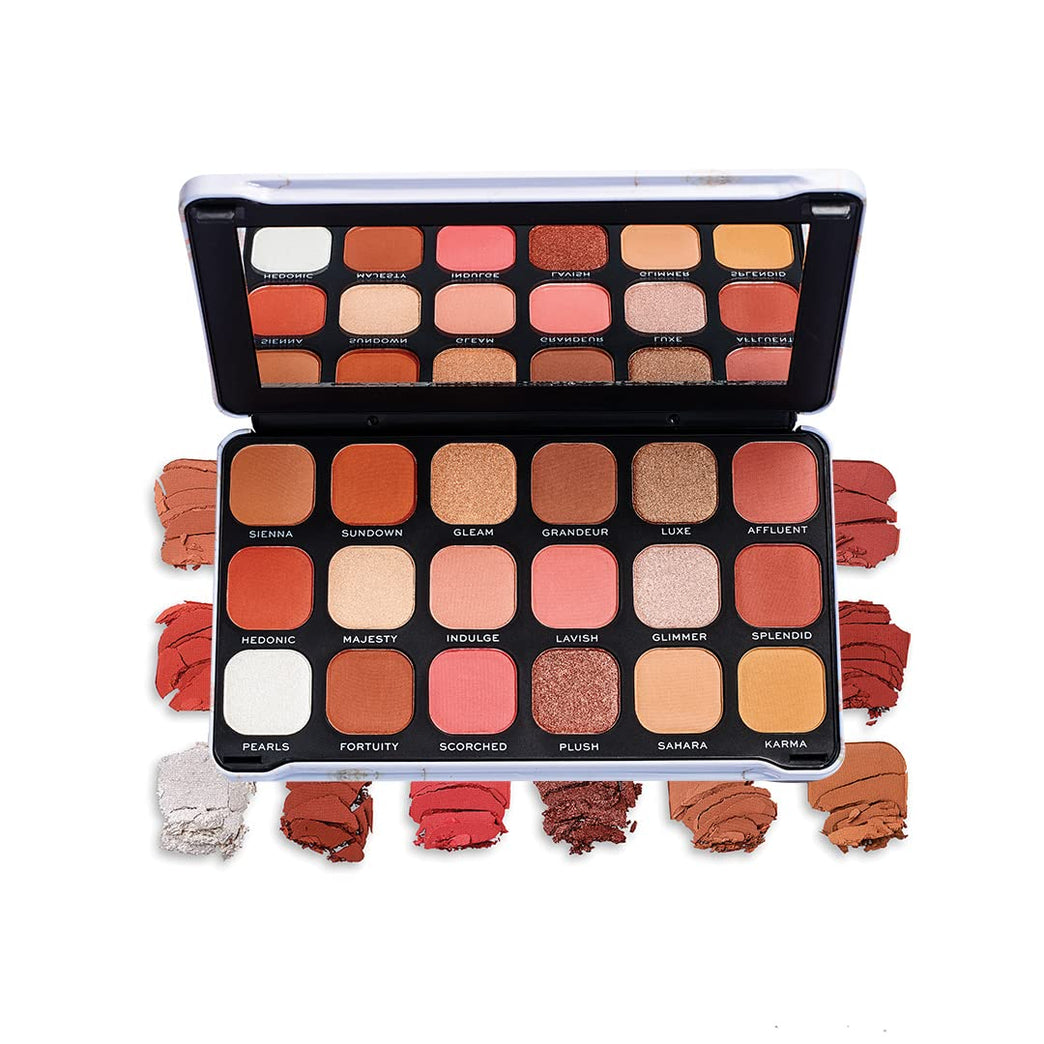 Makeup Revolution Forever Flawless Decadent Eyeshadow Palette - 18 High-Pigmented Matte and Shimmer Shades, 19.8g