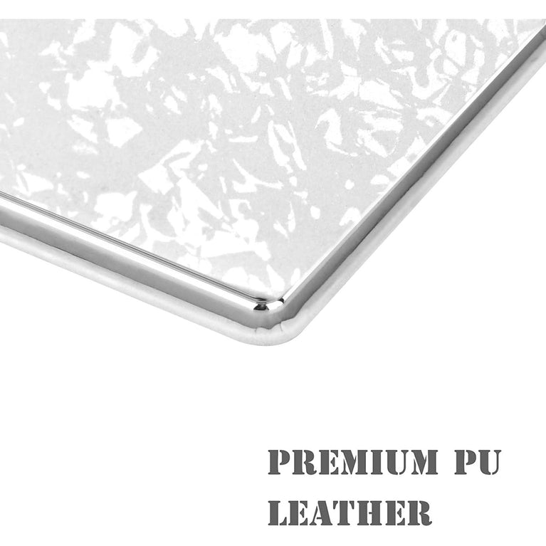 Elegant White Compact Travel Makeup Mirror with Magnifying Feature and 3D Shell Pattern