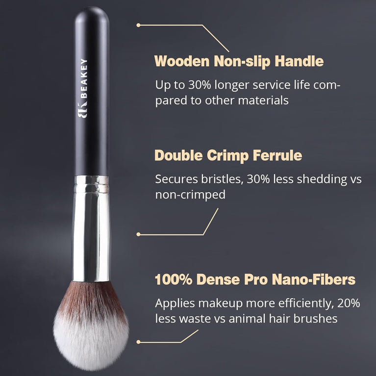 BEAKEY 12-Piece Makeup Brush Set with Blender Sponges - Black/Silver