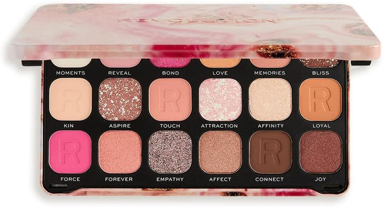 Makeup Revolution's Forever Flawless 18-shade Cannabis Sativa Infused Eyeshadow Palette with Matte and Shimmer Finishes, 19.8g - Chilled