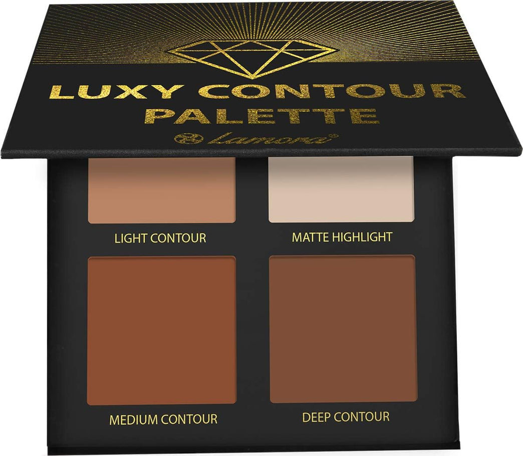 4-Shade Matte Contour Kit with Mirror - Long Lasting, Blendable Makeup Palette for Highlighting and Contouring - Vegan, Hypoallergenic, and Cruelty Free