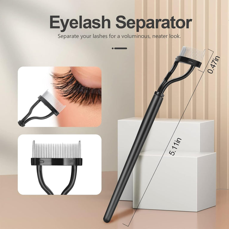 3-Piece Professional Eye Makeup Brush Set with Eyebrow Comb, Lash Spoolie, and Eyelash Separator
