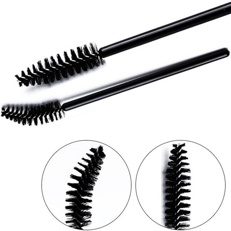 100PCS Glitter Pink Disposable Eyelash Mascara and Lip Brushes Set - 50PCS Eyelash Spoolies and 50PCS Lip Wands for Eyelash Extensions