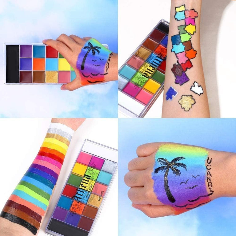 Pro-Series 20-Shade Body & Face Paint Palette – Non-Toxic, Intense Pigmentation, Smudge-Proof and Durable – Ideal for Halloween, Festivals, Parties, and Stage Performances