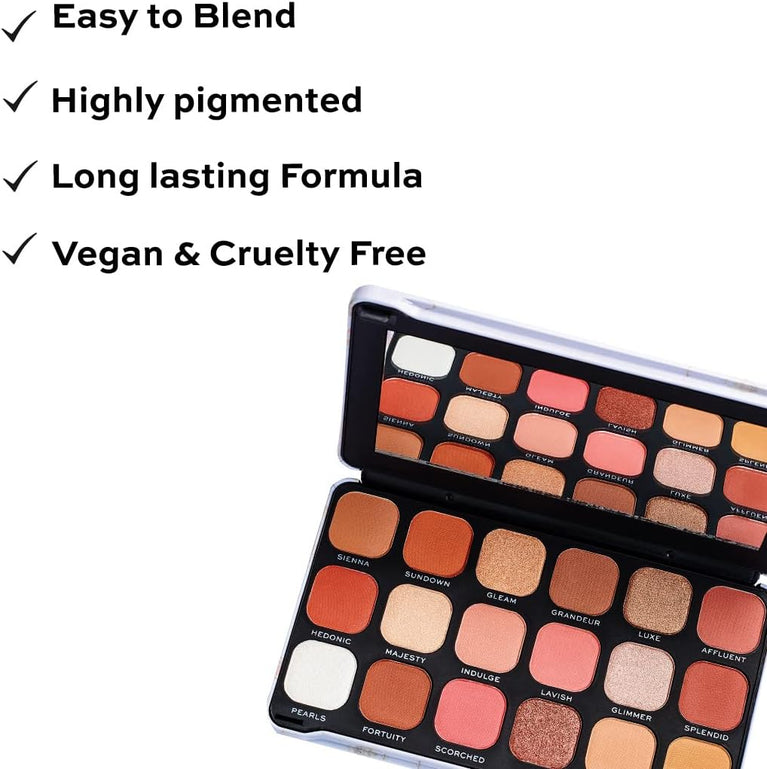 Makeup Revolution Forever Flawless Decadent Eyeshadow Palette - 18 High-Pigmented Matte and Shimmer Shades, 19.8g