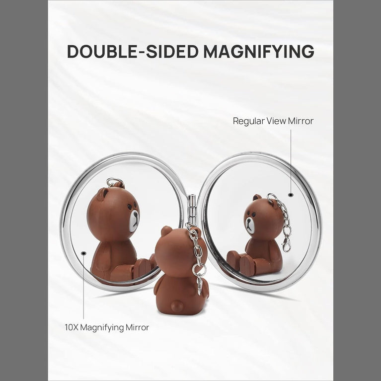 Dual-Sided Compact Mirror with PU Cover and 1X/3X Magnification