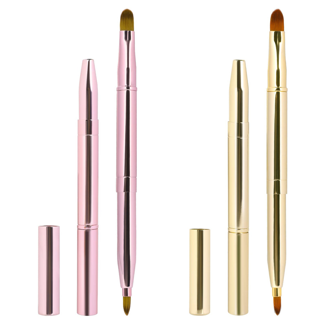 Double-Ended Retractable Lipstick Brushes for Lip Makeup, Pack of 2