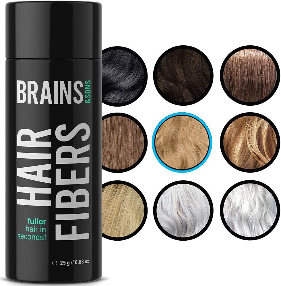 Thickening Hair Fibers by Brains & Son - Instantly Conceals Hair Loss and Thinning - Natural Keratin Powder (DARK BROWN)