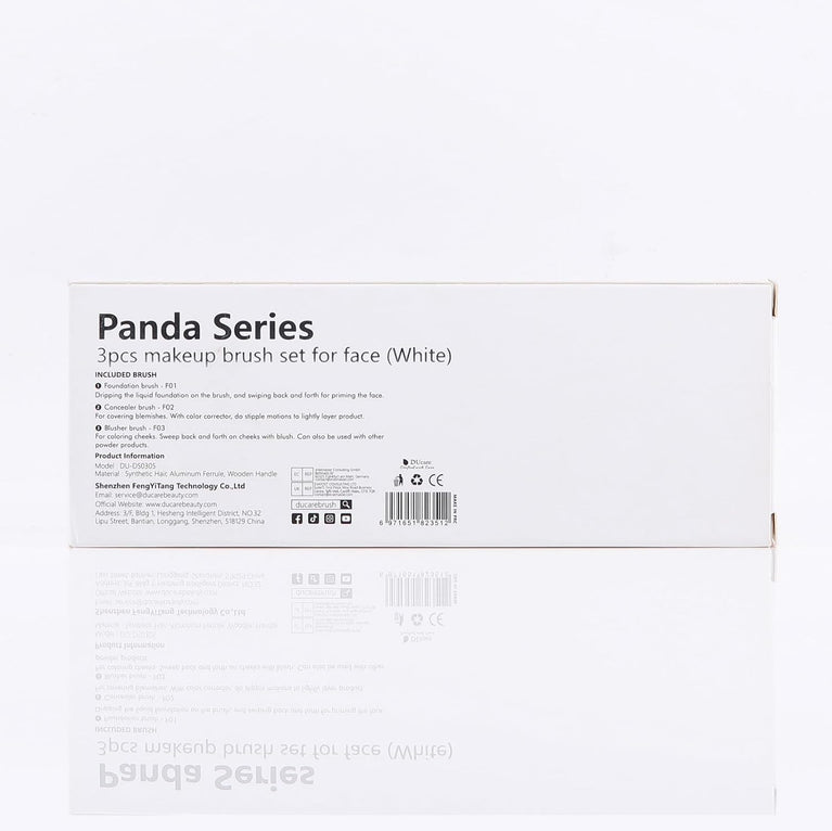 3-Piece Makeup Brush Set – White – Powder, Concealer and Blush Brushes, Vegan
