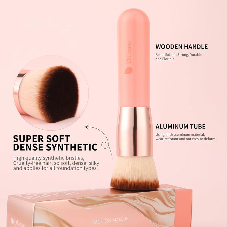Flat Top Design for Effortless Blending of Liquid, Cream and Powder Cosmetics - Perfect for Buffing