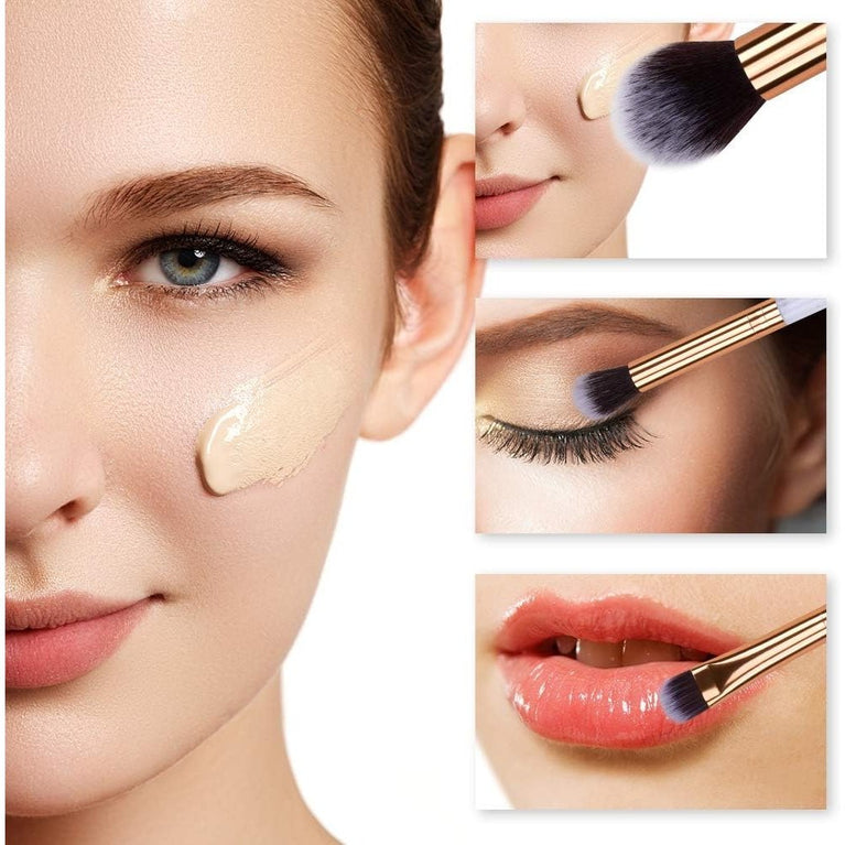 Marble Makeup Brush Set with Cosmetics Bag and Sponge Puff