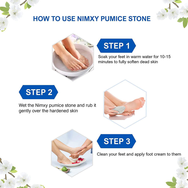 NIMXY Natural Pumice Stone Foot Scrubber - Hard Skin and Callus Remover for Hands and Feet – Effective Dead Skin Exfoliator and Blood Circulation Booster – Perfect Pedicure Tool (Grey, 1 Pc)