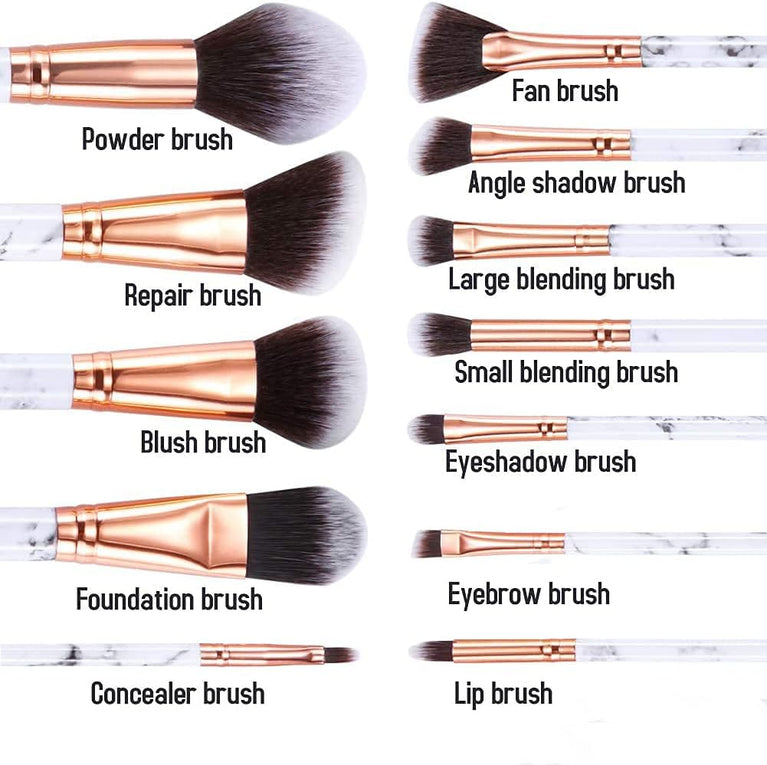 Marble Makeup Brush Set with Stylish Design and Premium Soft Bristles