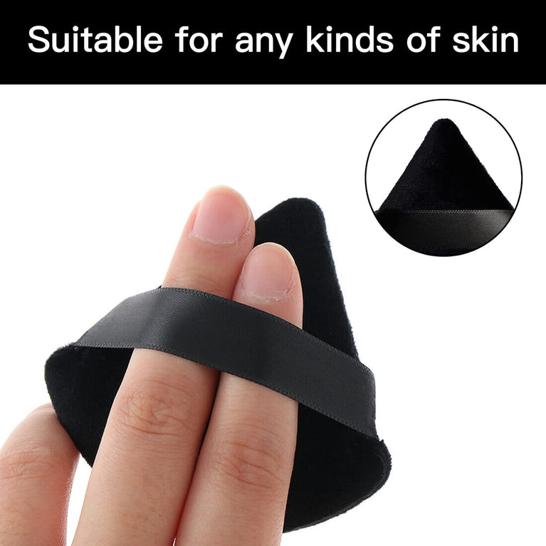 2-Pack Plush Triangle Makeup Sponges with Strap - Soft Reusable Cosmetic Puffs for Wet and Dry Use