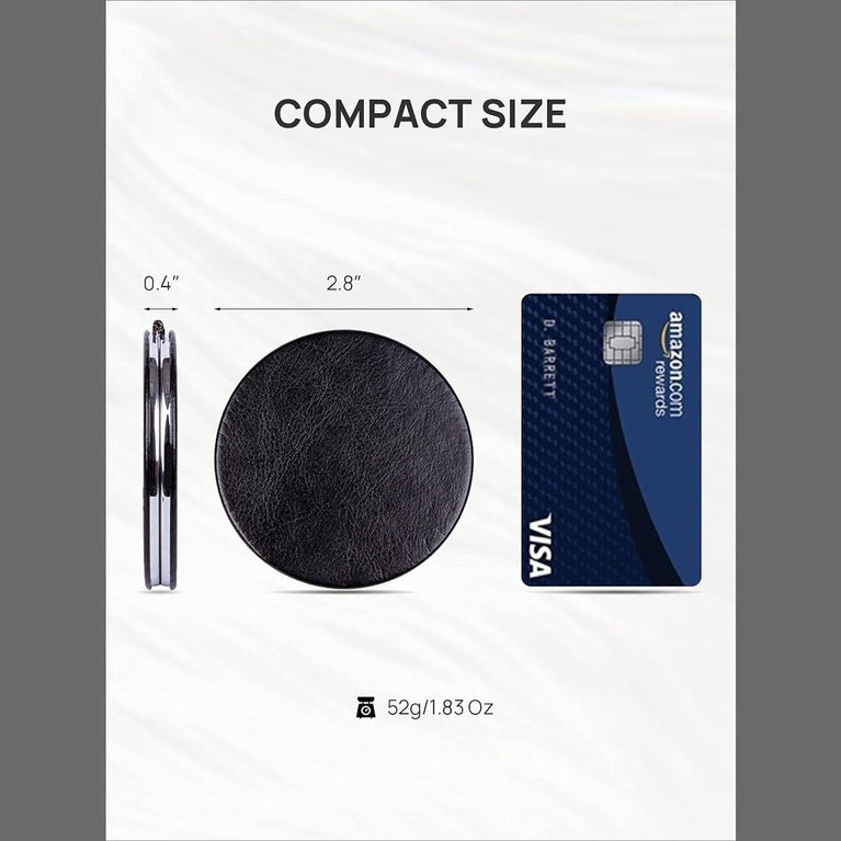 Dual-Sided Compact Mirror with PU Cover and 1X/3X Magnification