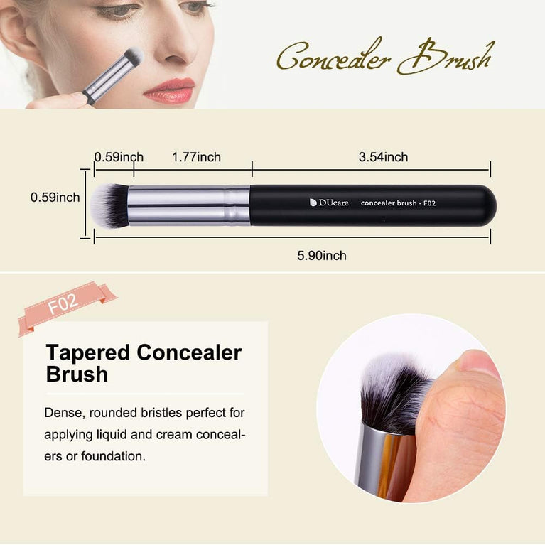 3-Piece Makeup Brush Set – White – Powder, Concealer and Blush Brushes, Vegan
