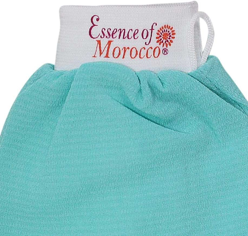 Moroccan Exfoliating Kessa Glove Blue Hammam Scrub Mitt Made in Morocco Premium Quality Helps Cleanse Skin, Remove Fake Tan and Ingrown Hair (Pack of 1)
