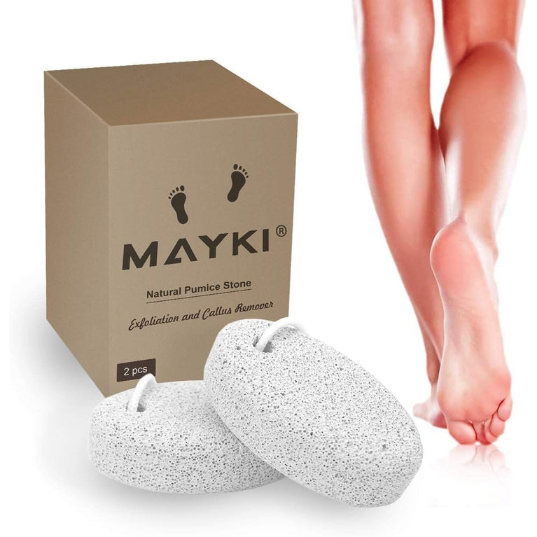 MAYKI Natural Lava Pumice Stone Duo for Feet, Hands & Body - Effective Callus Remover & Foot Scrubber, Perfect for Men & Women's Dead or Hard Skin Care