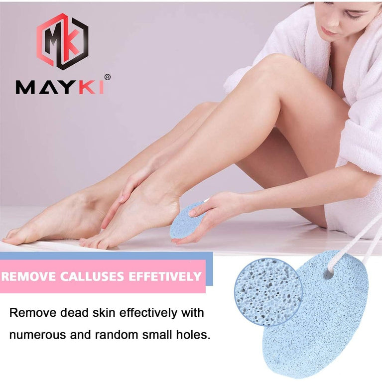 MAYKI Natural Lava Pumice Stone Duo for Feet, Hands & Body - Effective Callus Remover & Foot Scrubber, Perfect for Men & Women's Dead or Hard Skin Care