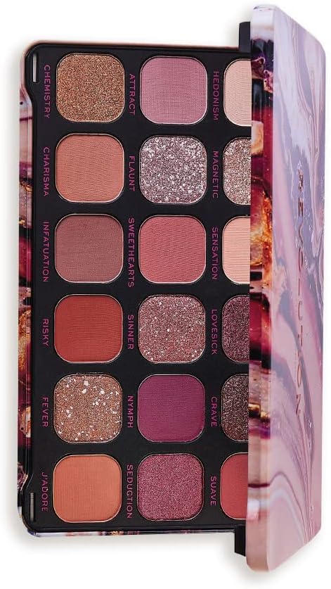 Makeup Revolution's Forever Flawless 18-shade Cannabis Sativa Infused Eyeshadow Palette with Matte and Shimmer Finishes, 19.8g - Chilled