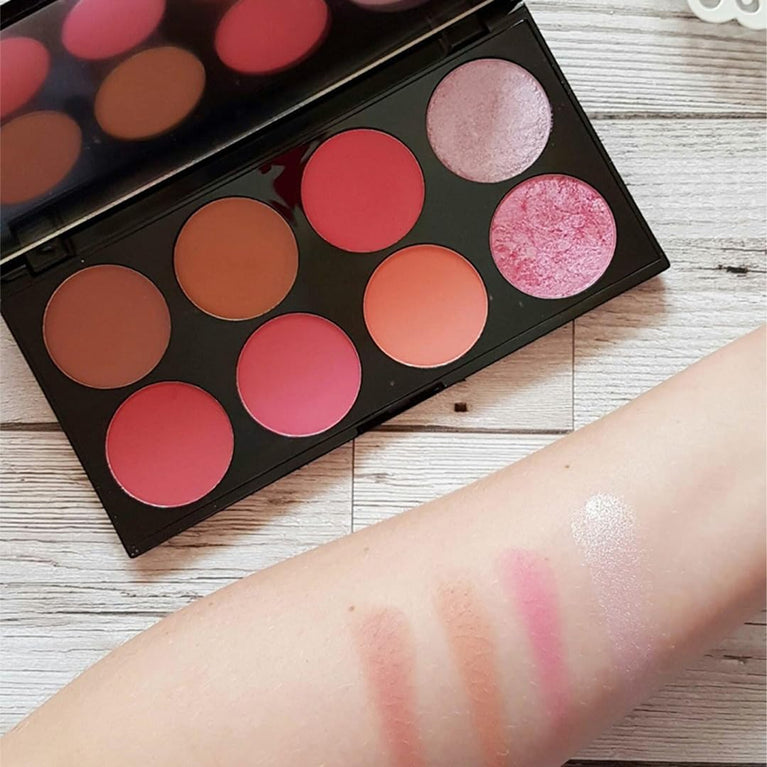 Revolution Beauty Ultra Blush Palette - 8 Matte and Shimmer Shades with Mirror, Sugar & Spice Edition - Cruelty-Free