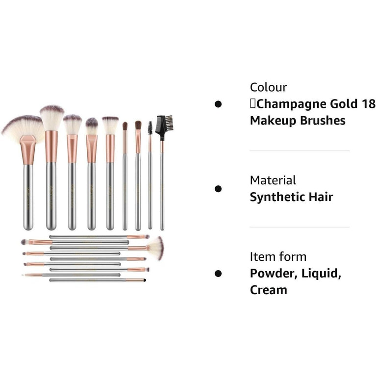 Professional 18-Piece Makeup Brush Set with PU Leather Bag
