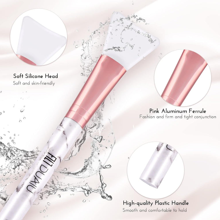 2-Pack Silicone Facial Mask Application Brushes with Marble Plastic Handles for Mud, Clay, Charcoal Masks