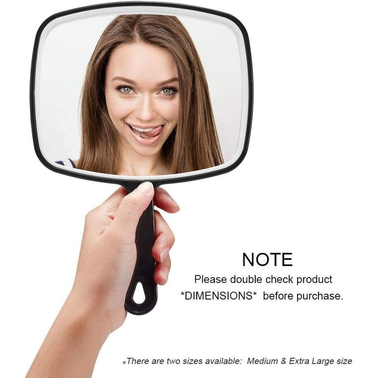Classic Black Handheld Mirror with Handle, Single-Sided Square Design