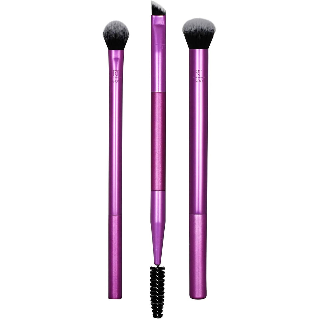 3x Eye Makeup Brush Trio for Flawless Results and Defined Look, Brow Grooming Tools, Vegan and Cruelty-Free,