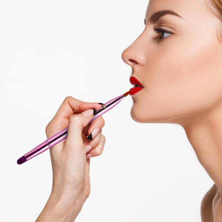 Gold Dual-End Retractable Lip Brush with Concealer Functionality - Compact Lipstick