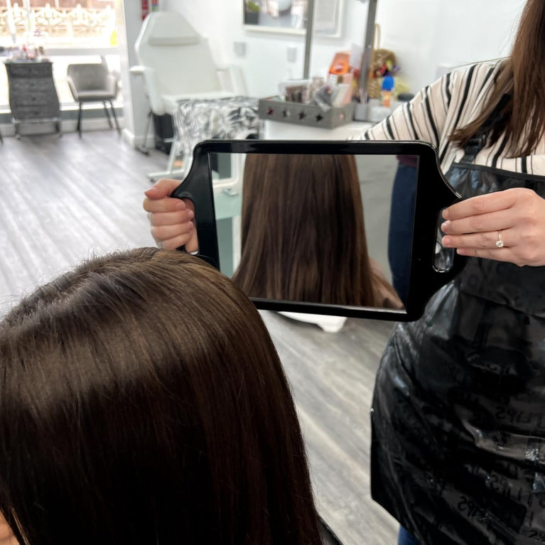 Professional Handheld Mirror - Dual-Handled Grooming Accessory for Barbers, Hairdressers, and Beauty Artist
