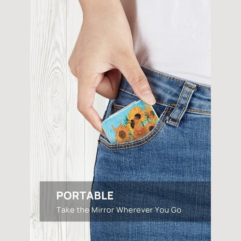 Square Compact Makeup Mirror with Magnetic Closure