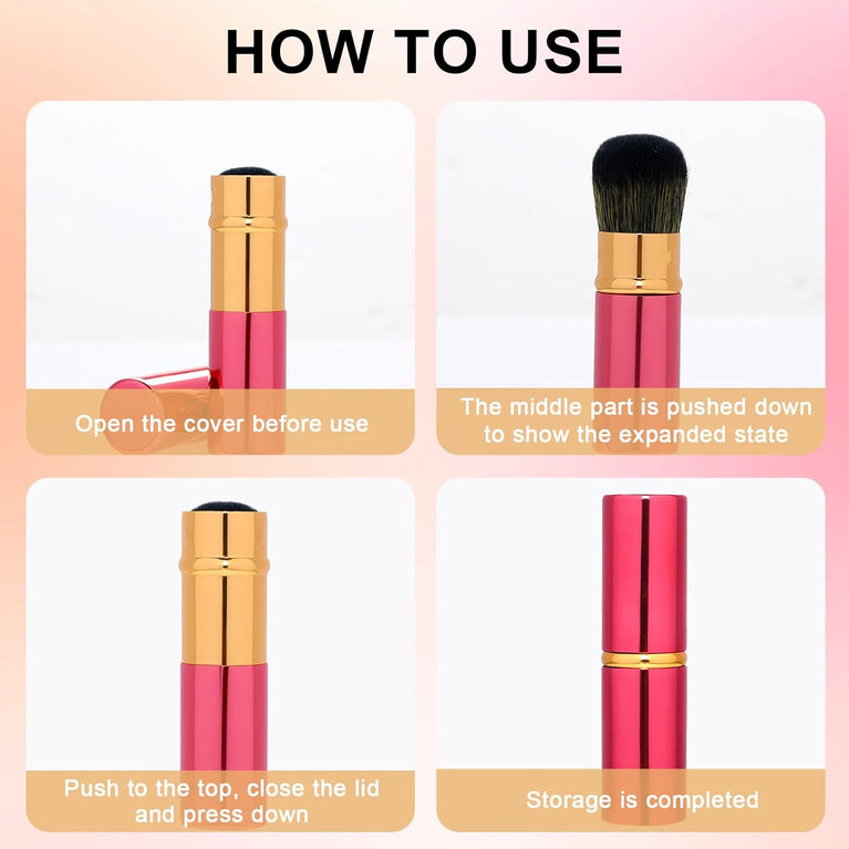2 Pack Makeup Brush Duo with Retractable Design, Protective Covers, Fine Bristles for Flawless Bronzer