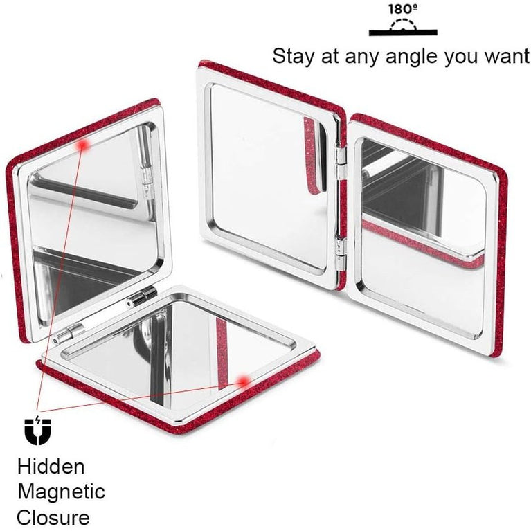 Square Compact Makeup Mirror with Magnetic Closure