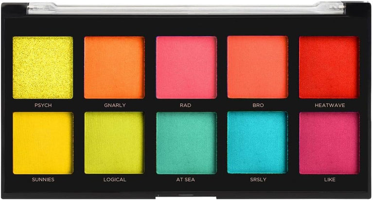 Vibrant Neon Spectrum 10 Shade Palette by Profusion Cosmetics, Multicolour