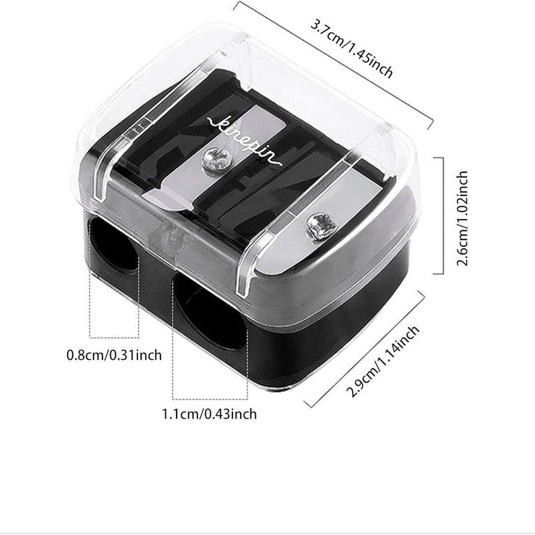 Dual Hole Makeup Pencil Sharpener with Detachable Cover for Eyeliner, Lip Liner & Eyebrow Pencils - Compact, Portable & Durable Cosmetic Tool