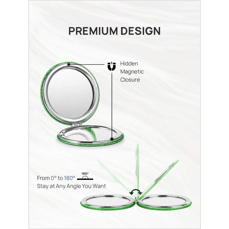 Dual-Sided Compact Mirror with PU Cover and 1X/3X Magnification
