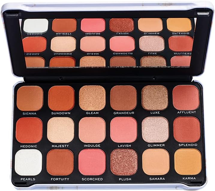 Makeup Revolution Forever Flawless Decadent Eyeshadow Palette - 18 High-Pigmented Matte and Shimmer Shades, 19.8g