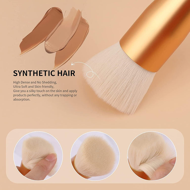 3-Piece Makeup Brush Set – White – Powder, Concealer and Blush Brushes, Vegan