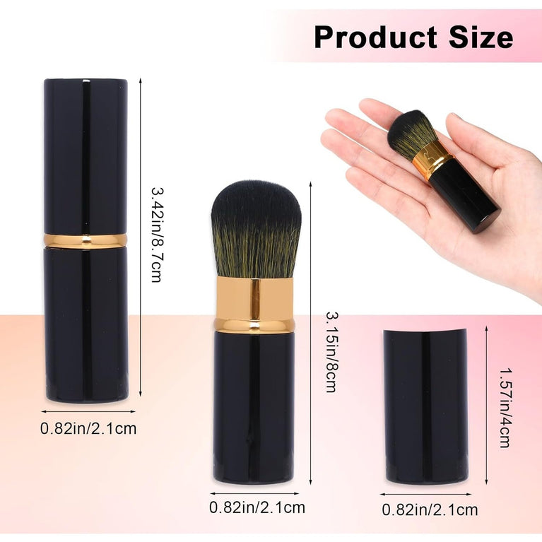 2 Pack Makeup Brush Duo with Retractable Design, Protective Covers, Fine Bristles for Flawless Bronzer
