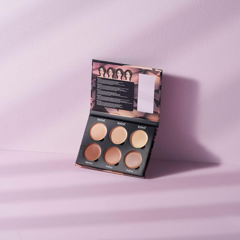 W7 Cosmetics Professional Contour Kit - Cream-Based Highlighting & Concealing Palette with Step-by-Step Guide