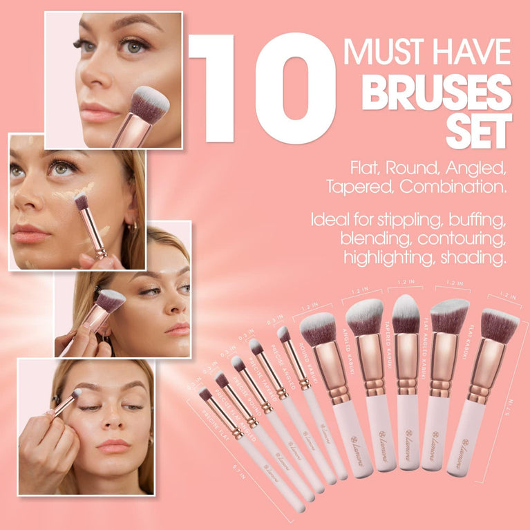 10 Synthetic Brushes for Face and Eye Makeup for Flawless Application of Liquid, Cream, and Powder Products