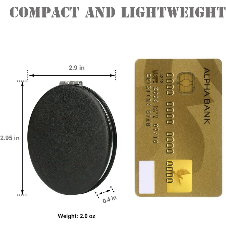 Elegant Black Compact Magnifying Vanity Mirror with Foldable Design